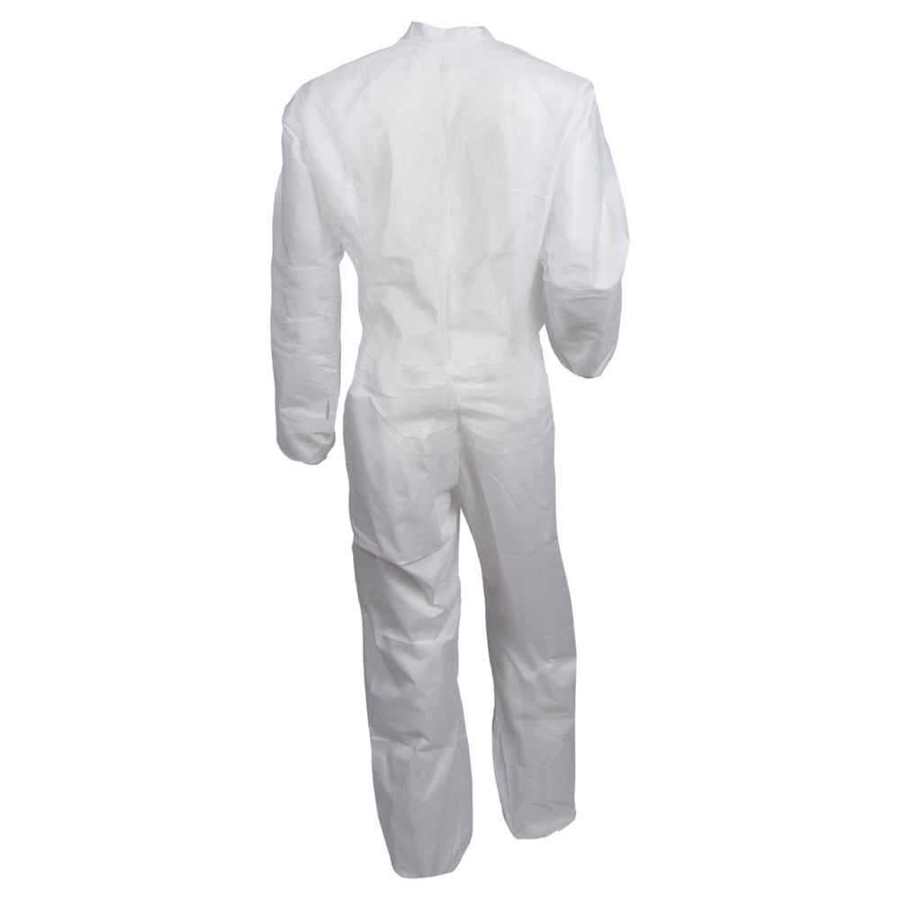 KleenGuard™ KGA300 Liquid & Particle Surface Prep & Paint Protection Coveralls (41491), Zipper Front, Elastic Wrists & Ankles, White, Reflex Design, Small (Qty 25) - 41491