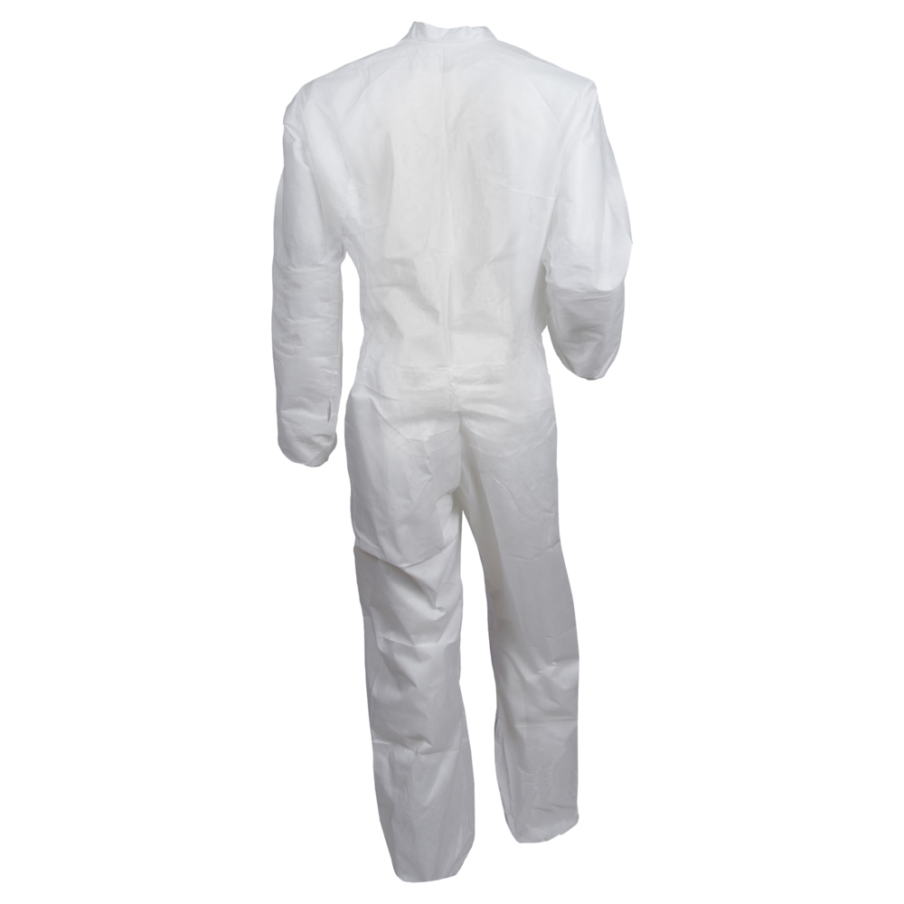 KleenGuard™ KGA300 Liquid & Particle Surface Prep & Paint Protection Coveralls (41493), Zipper Front, Elastic Wrists & Ankles, White, Reflex Design, Large (Qty 25) - 41493