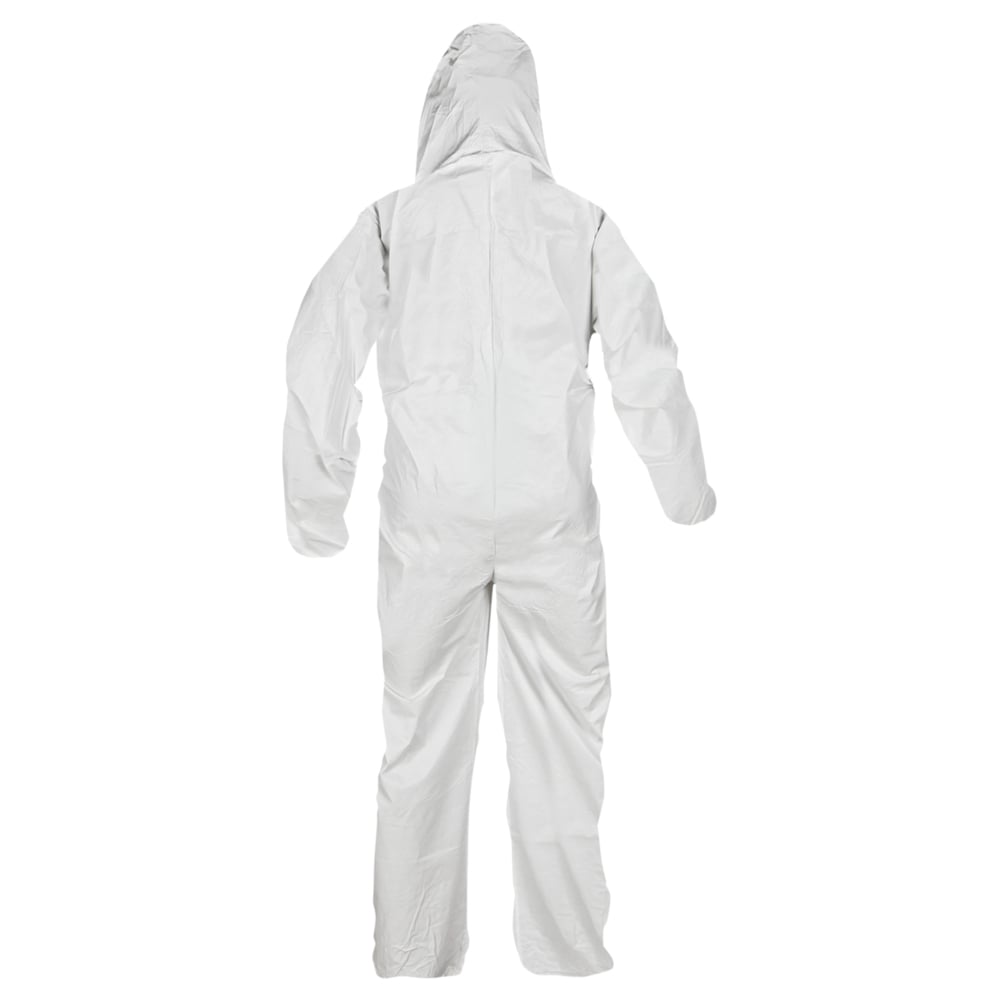 KleenGuard™ KGA300 Liquid & Particle Surface Prep & Paint Protection Coveralls (41505), Zipper Front, Elastic Wrists, Ankles & Hood, White, Reflex Design, Large (Qty 25) - 41505