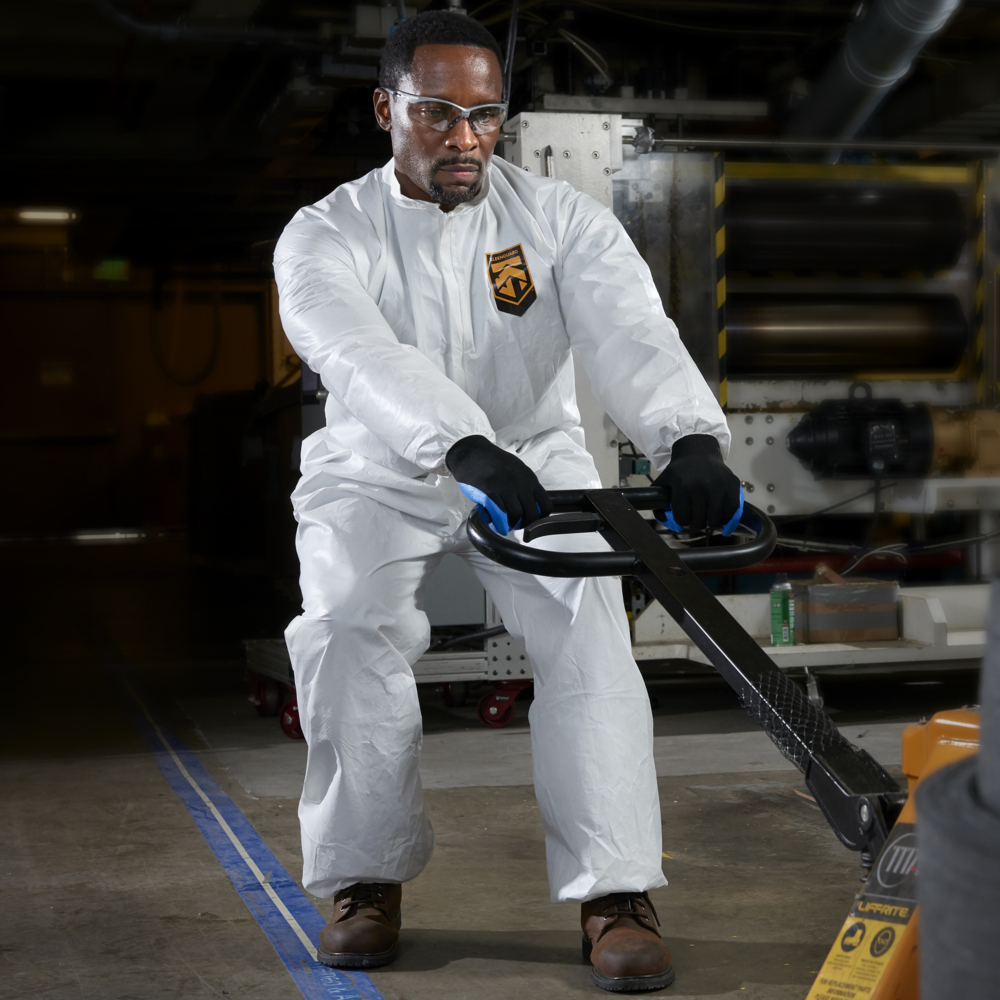 KleenGuard™ KGA300 Liquid & Particle Surface Prep & Paint Protection Coveralls (41493), Zipper Front, Elastic Wrists & Ankles, White, Reflex Design, Large (Qty 25) - 41493