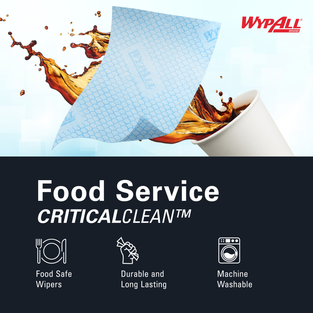 WypAll® CriticalClean™ Heavy Duty Foodservice Cloths (51639), Quarterfold, Red (200 Sheets/Box, 1 Box/Case, 1 Box/Case) - 51639