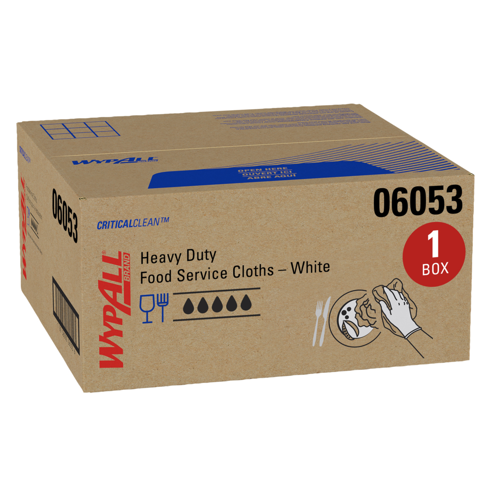 WypAll® CriticalClean™ Heavy Duty Foodservice Cloths (06053), Quarterfold, White (200 Sheets/Box, 1 Box/Case, 200 Sheets/Case) - 06053