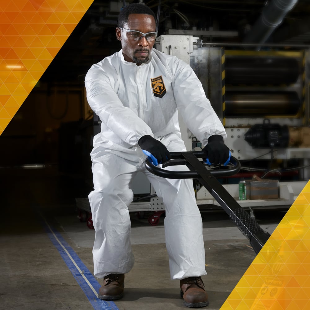 KleenGuard™ KGA300 Liquid & Particle Surface Prep & Paint Protection Coveralls (41492), Zipper Front, Elastic Wrists & Ankles, White, Reflex Design, Medium (Qty 25) - 41492