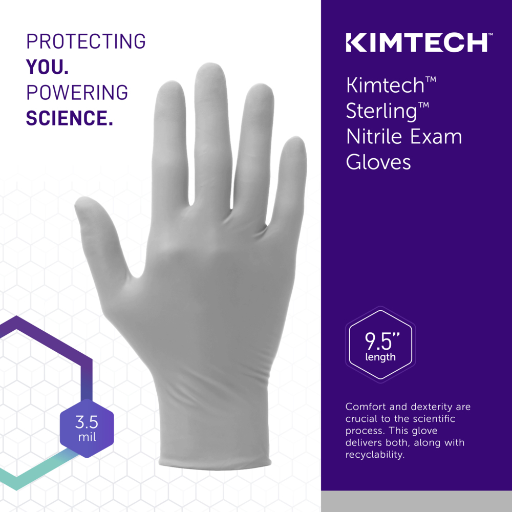 Kimtech™ Sterling™ Nitrile Exam Gloves (50708), 3.5 Mil, Ambidextrous, 9.5", L (200 Gloves/Box, 10 Boxes/Case, 2,000 Gloves/Case) - 50708