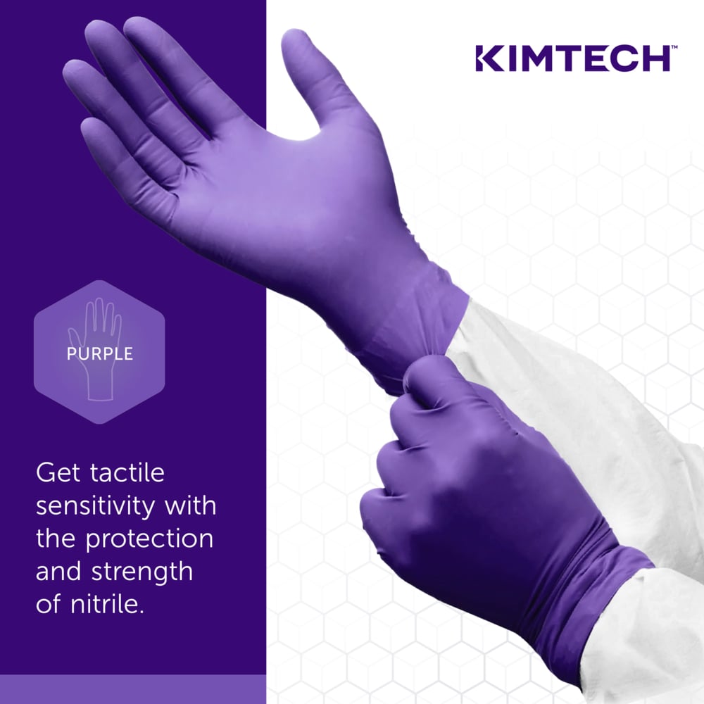 Kimtech™ Purple Nitrile-Xtra™ Exam Gloves (55090), 5.9 Mil, Ambidextrous, 12", XS (50 Gloves/Box, 10 Boxes/Case, 500 Gloves/Case) - 55090