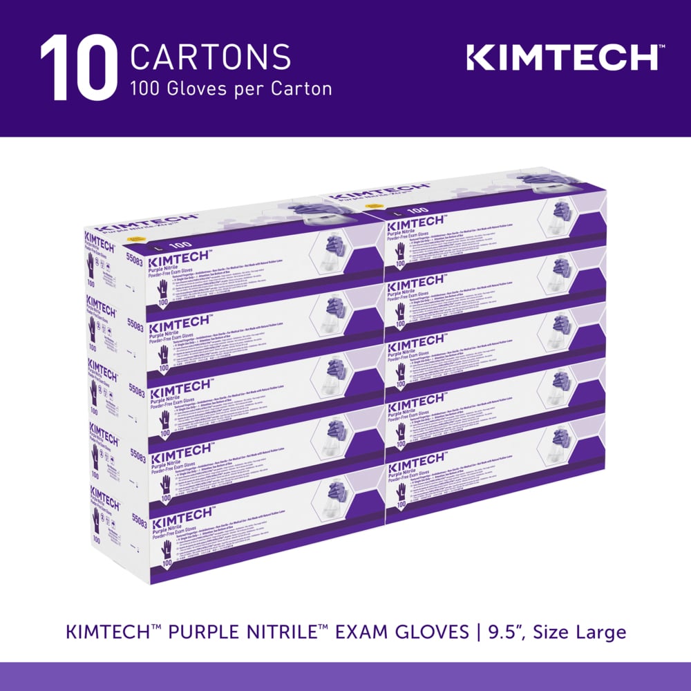 Kimtech™ Purple Nitrile™ Exam Gloves (55083), 5.9 Mil, Ambidextrous, 9.5", L (100 Gloves/Box, 10 Boxes/Case, 1,000 Gloves/Case) - 55083