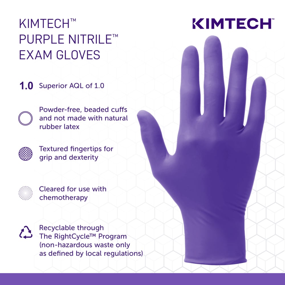 Kimtech™ Purple Nitrile™ Exam Gloves (55083), 5.9 Mil, Ambidextrous, 9.5", L (100 Gloves/Box, 10 Boxes/Case, 1,000 Gloves/Case) - 55083