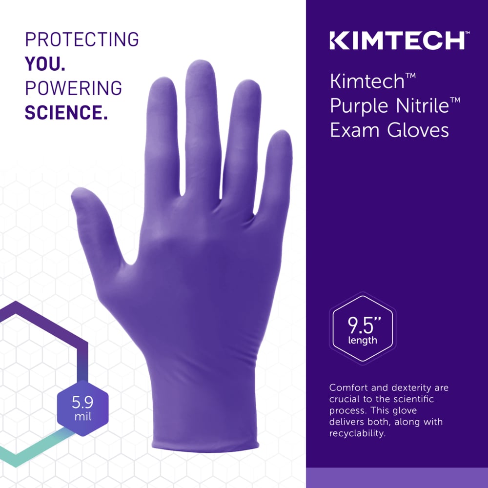 Kimtech™ Purple Nitrile™ Exam Gloves (55081), 5.9 Mil, Ambidextrous, 9.5", S (100 Gloves/Box, 10 Boxes/Case, 1,000 Gloves/Case) - 55081