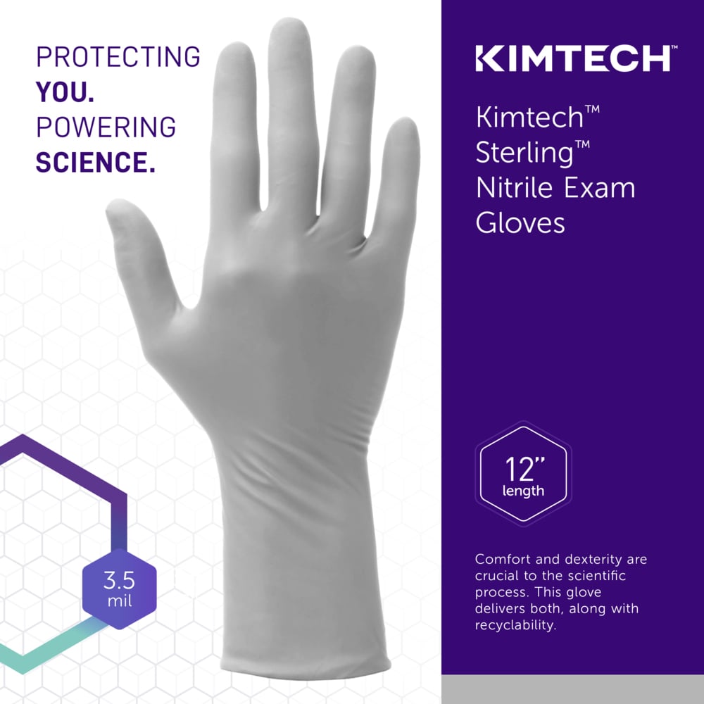 Kimtech™ Sterling Nitrile-Xtra™ Exam Gloves (53137), 3.5 Mil, Ambidextrous, 12", XS (100 Gloves/Box, 10 Boxes/Case, 1,000 Gloves/Case) - 53137