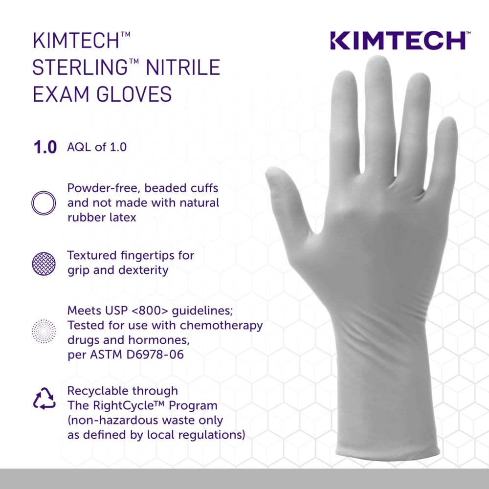 Kimtech™ Sterling Nitrile-Xtra™ Exam Gloves (53137), 3.5 Mil, Ambidextrous, 12", XS (100 Gloves/Box, 10 Boxes/Case, 1,000 Gloves/Case) - 53137