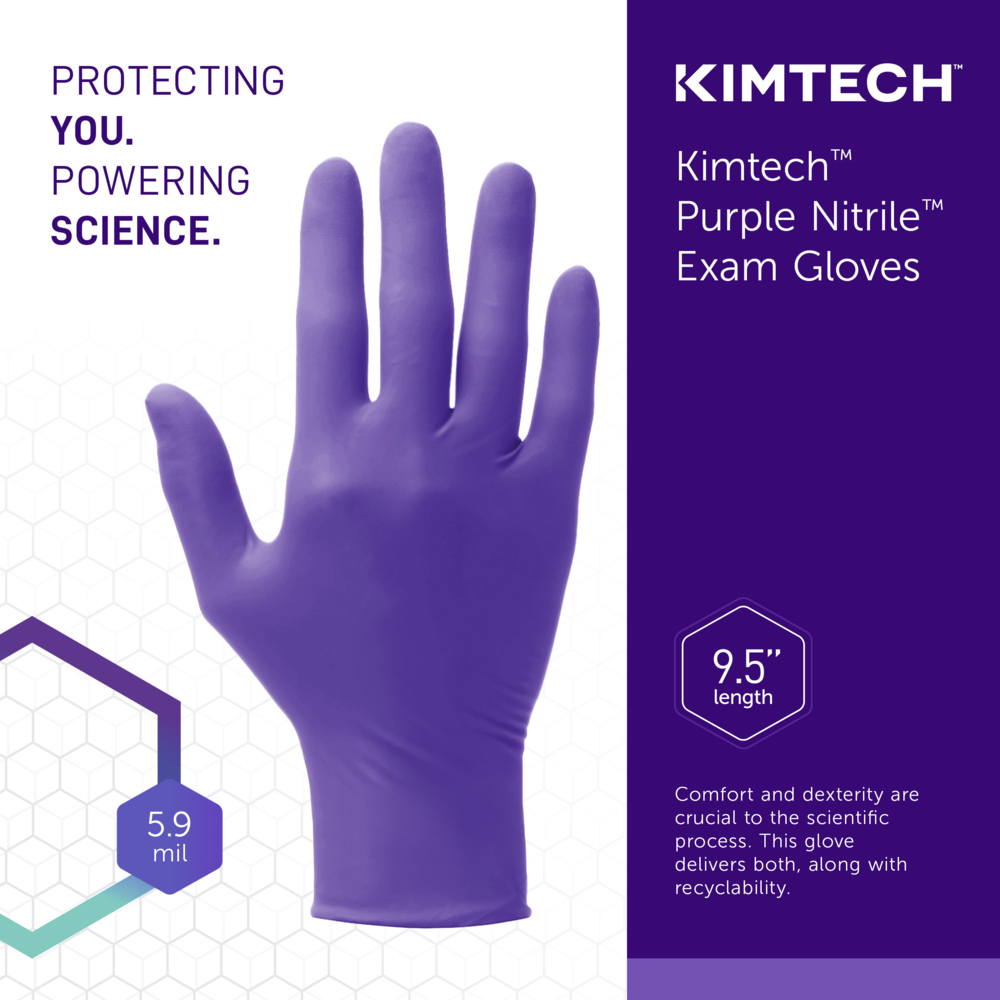 Kimtech™ Purple Nitrile™ Exam Gloves (55080), 5.9 Mil, Ambidextrous, 9.5", XS (100 Gloves/Box, 10 Boxes/Case, 1,000 Gloves/Case) - 55080