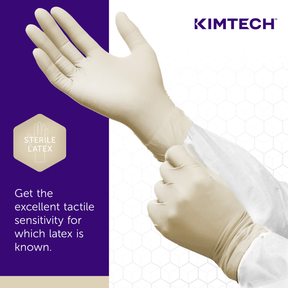 Kimtech™ G3 Sterile Latex Gloves (56842), ISO Class 3 or Higher Cleanrooms, 8 Mil, Hand Specific, 12”, Size 10.0, Natural Color, 20 Pairs/Bag, 10 Bags/Case; 200 Pairs / Case - 56842