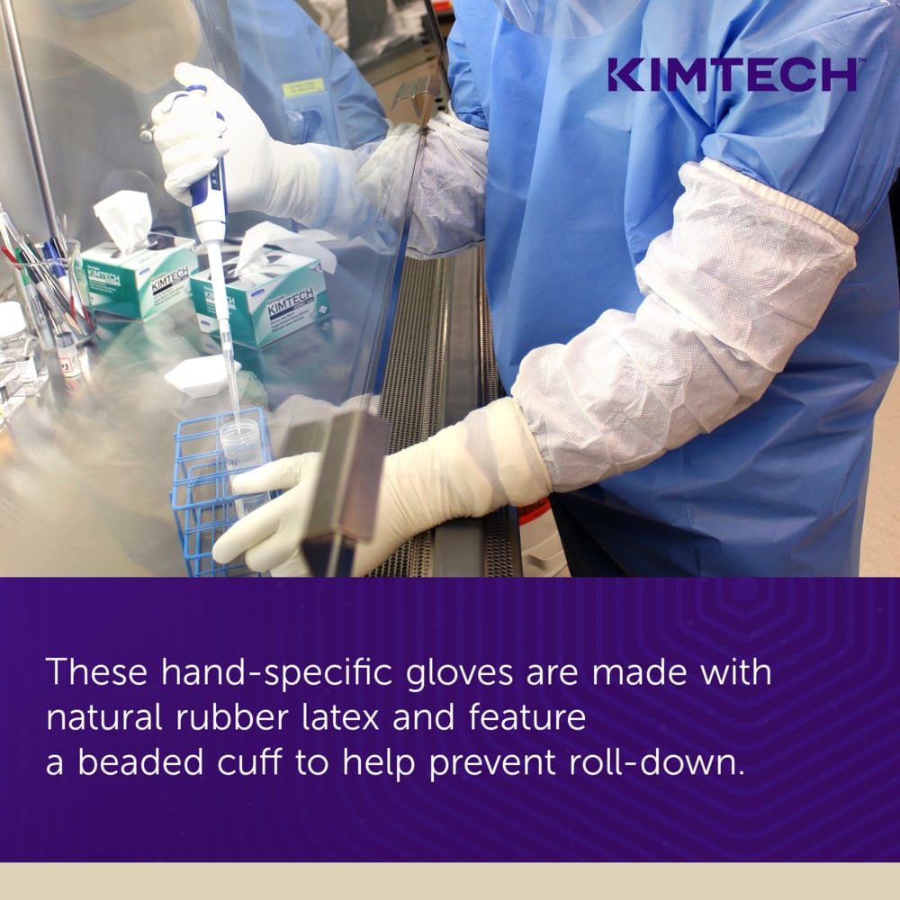 Kimtech™ G3 Sterile Latex Gloves (56842), ISO Class 3 or Higher Cleanrooms, 8 Mil, Hand Specific, 12”, Size 10.0, Natural Color, 20 Pairs/Bag, 10 Bags/Case; 200 Pairs / Case - 56842