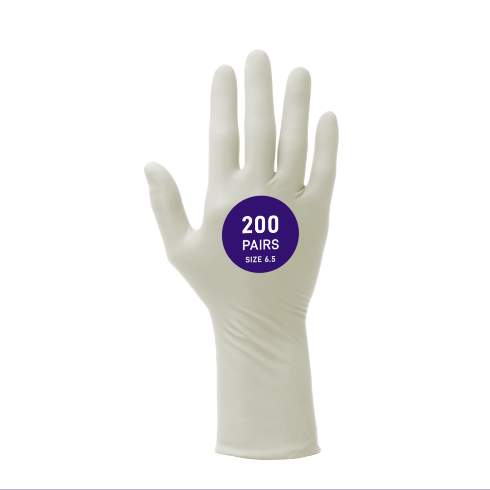 Gants en nitrile blancs stériles Kimtech™ G3 (56889), salles blanches de classe ISO 3 ou supérieure, 6 mils, gants de conception main droite et main gauche, 30,5 cm (12 po), taille 6,5, 200 paires/caisse, 10 sacs de 20 paires - 56889