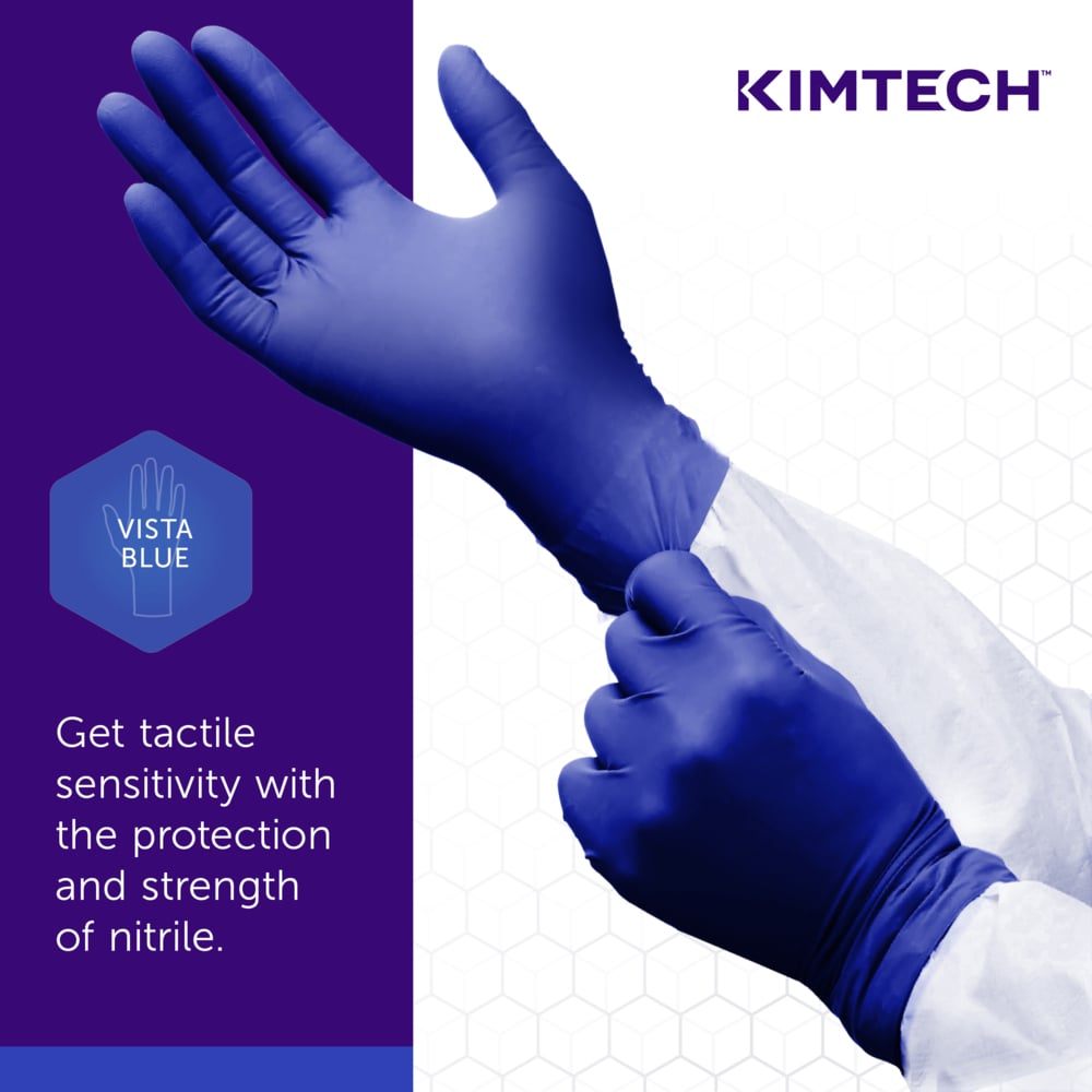 Kimtech™ Vista™ Nitrile Exam Gloves (62827), 4.3 Mil, Ambidextrous, Beaded Cuff, Textured Fingertips, 9.5", Medium (200 Gloves/Box, 10 Boxes/Case, 2,000 Gloves/Case) - 62827