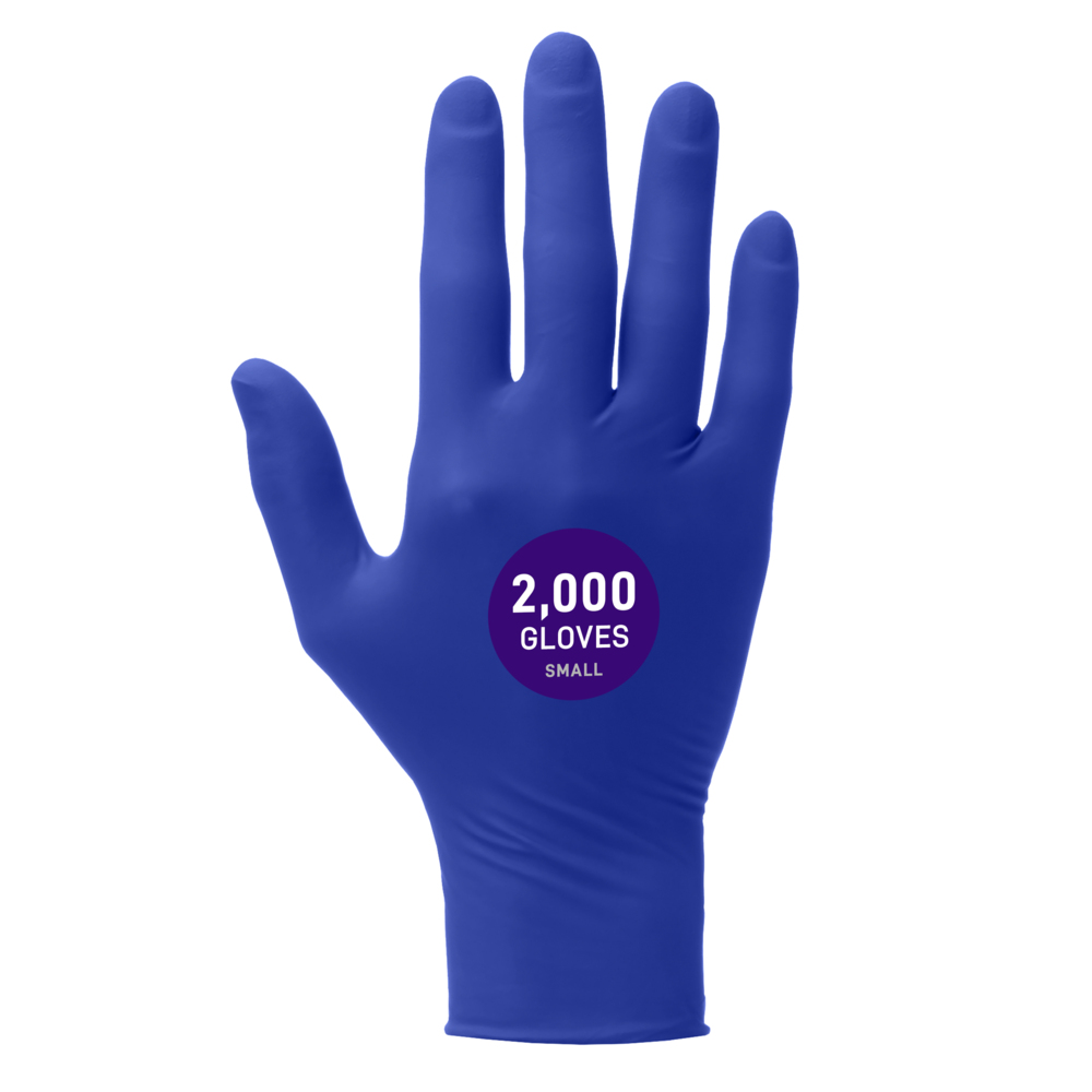 Gants d’examen en nitrile Kimtech™ Sterling™ (62826), 4,3 mils, ambidextre, poignet replié, bout des doigts texturés, 24,1 cm (9,5 po), petits (200 gants/boîte, 10 boîtes/caisse, 2 000 gants/caisse) - 62826