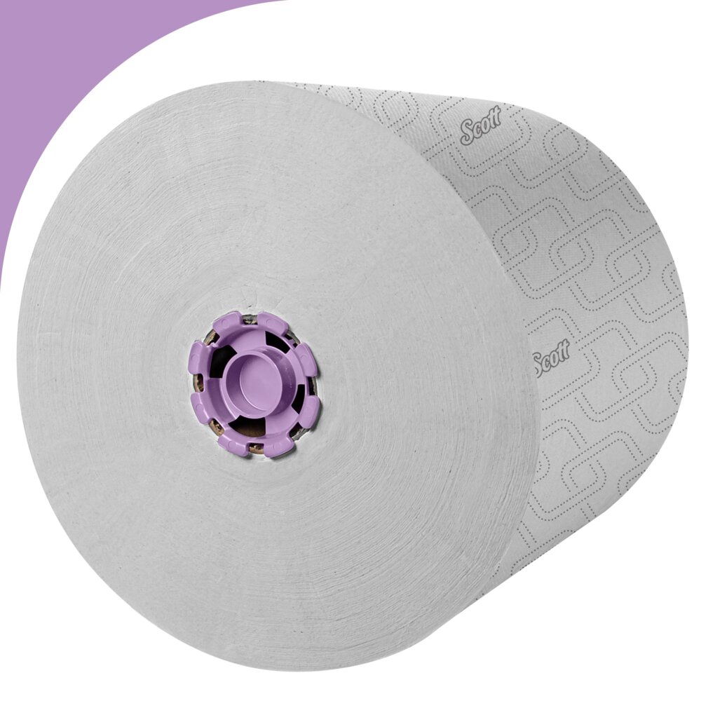 Scott® Essential High-Capacity Hard Roll Towels (02001), with Elevated Design and Absorbency Pockets™, for Purple Core Dispensers, White, Unperforated, (950'/Roll, 6 Rolls/Case, 5,700'/Case) - 02001