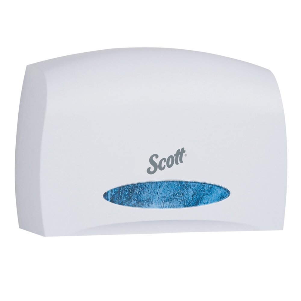 Distributrice de papier hygiénique en rouleau géant sans mandrin Scott® Essential™ (09603), avec rouleau partiel, blanche, 36,20 cm x 24,77 cm x 15,24 cm (14,25 po x 9,75 po x 6,00 po) (qté 1) - 09603