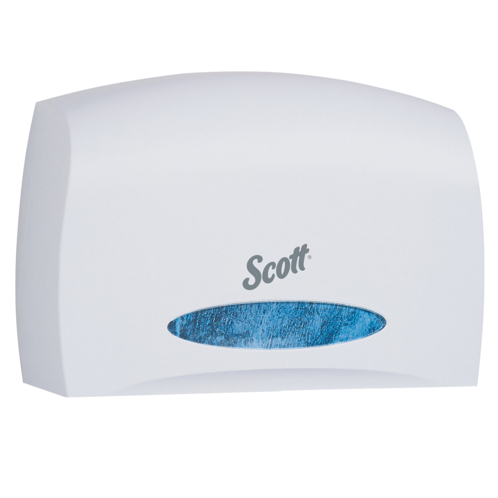 Distributrice de papier hygiénique en rouleau géant sans mandrin Scott® Essential™ (09603), avec rouleau partiel, blanche, 36,20 cm x 24,77 cm x 15,24 cm (14,25 po x 9,75 po x 6,00 po) (qté 1) - 09603