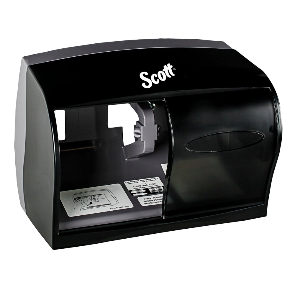 Scott® Coreless Standard Roll Toilet Paper Dispenser (09604), 2 Roll Capacity, Black, 11.0" x 7.63" x 6.0" (Qty 1) - 09604