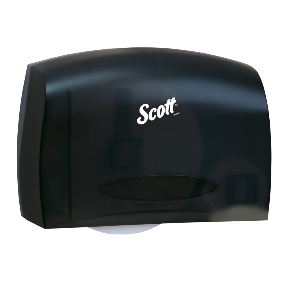 Distributrice de papier hygiénique en rouleau géant sans mandrin Scott® Essential™ (09602), avec rouleau partiel, noire, 36,20 cm x 24,77 cm x 15,24 cm (14,25 po x 9,75 po x 6,00 po) (qté 1) - 09602