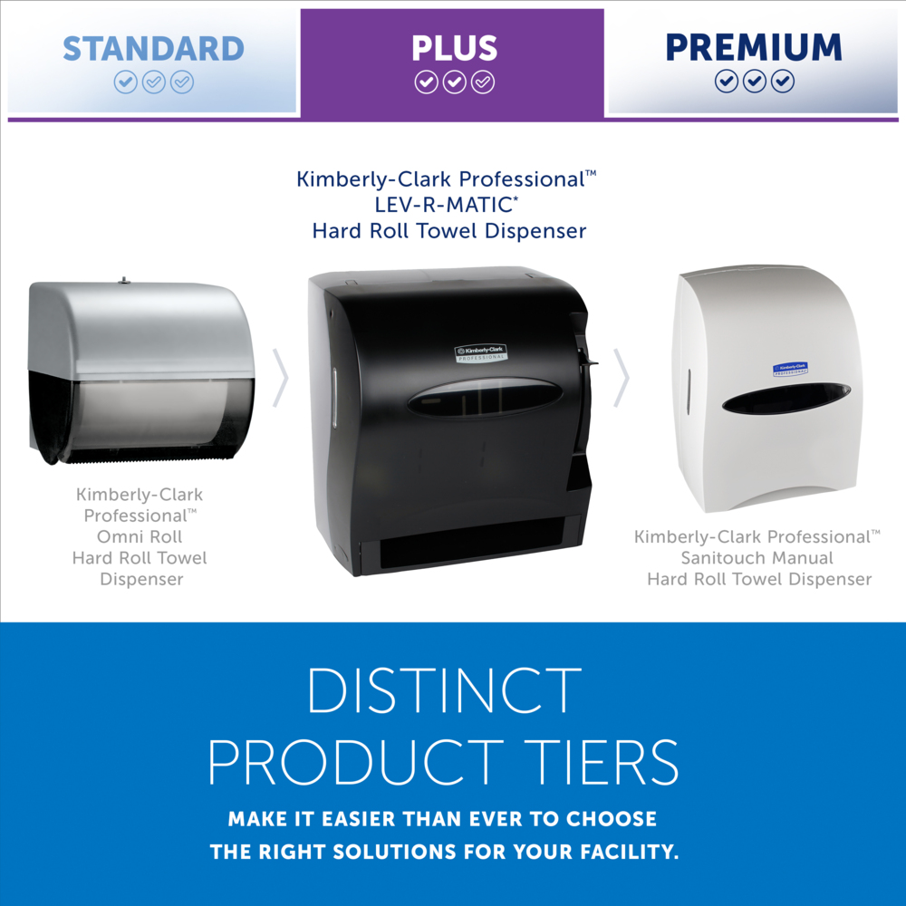 Kimberly-Clark Professional™ LEV-R-MATIC Manual Hard Roll Towel Dispenser (09765), Black, for 1.5" Core Roll Towels, 11.75 x 13.75" x 9.25" (Qty 1) - 09765