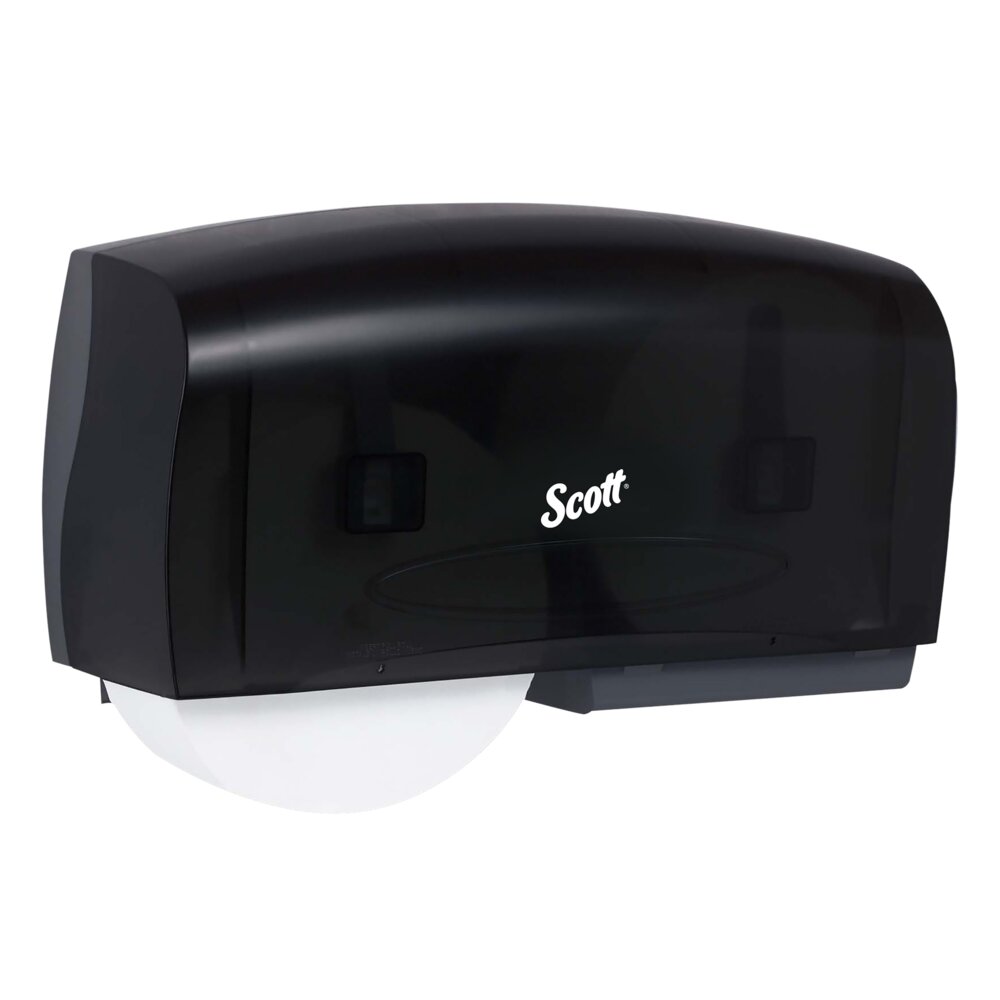 Scott® Essential™ Coreless Jumbo Roll Toilet Paper Dispenser (09608), 2 Roll Capacity, Black, 20.1" x 10.9" x 5.9" (Qty 1) - 09608