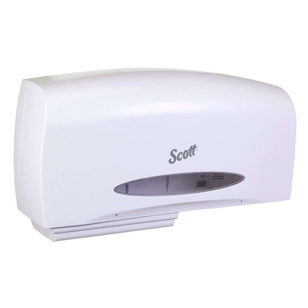 Scott® Essential™ Coreless Jumbo Roll Toilet Paper Dispenser (09609), 2 Roll Capacity, White, 20.1" x 10.9" x 5.9" (Qty 1) - 09609