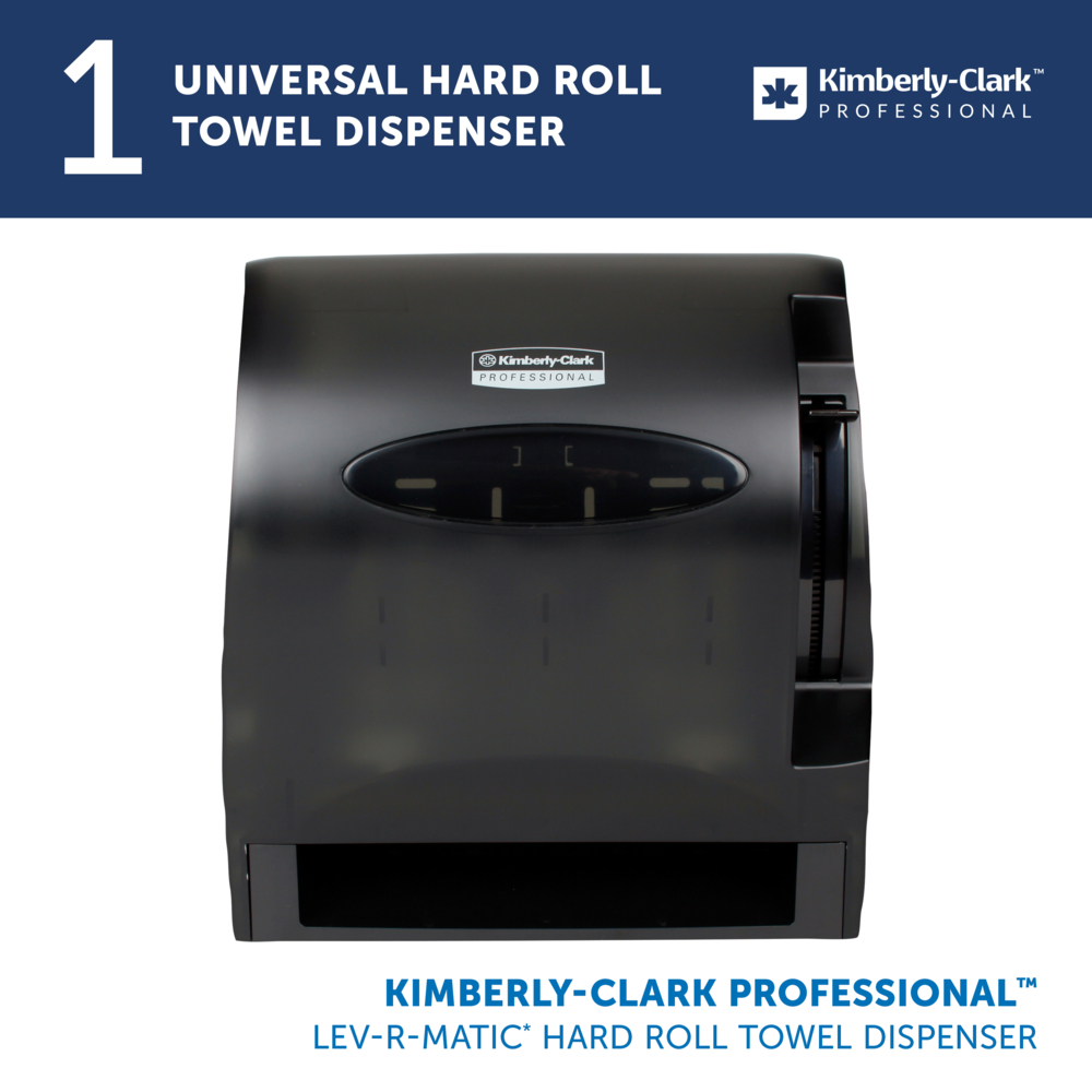 Kimberly-Clark Professional™ LEV-R-MATIC Manual Hard Roll Towel Dispenser (09765), Black, for 1.5" Core Roll Towels, 11.75 x 13.75" x 9.25" (Qty 1) - 09765