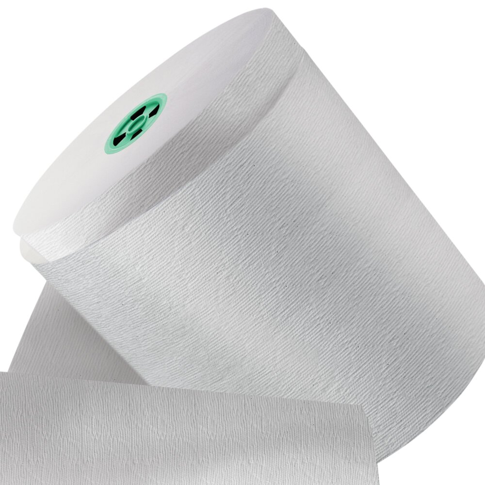 Essuie-mains en rouleau Kleenex® (25630) avec technologie Premium Absorbency Pockets™, pour les distributrices avec mandrin vert, blancs (700 pi/rouleau, 6 rouleau/caisse, 4 200 pi/caisse) - 25630