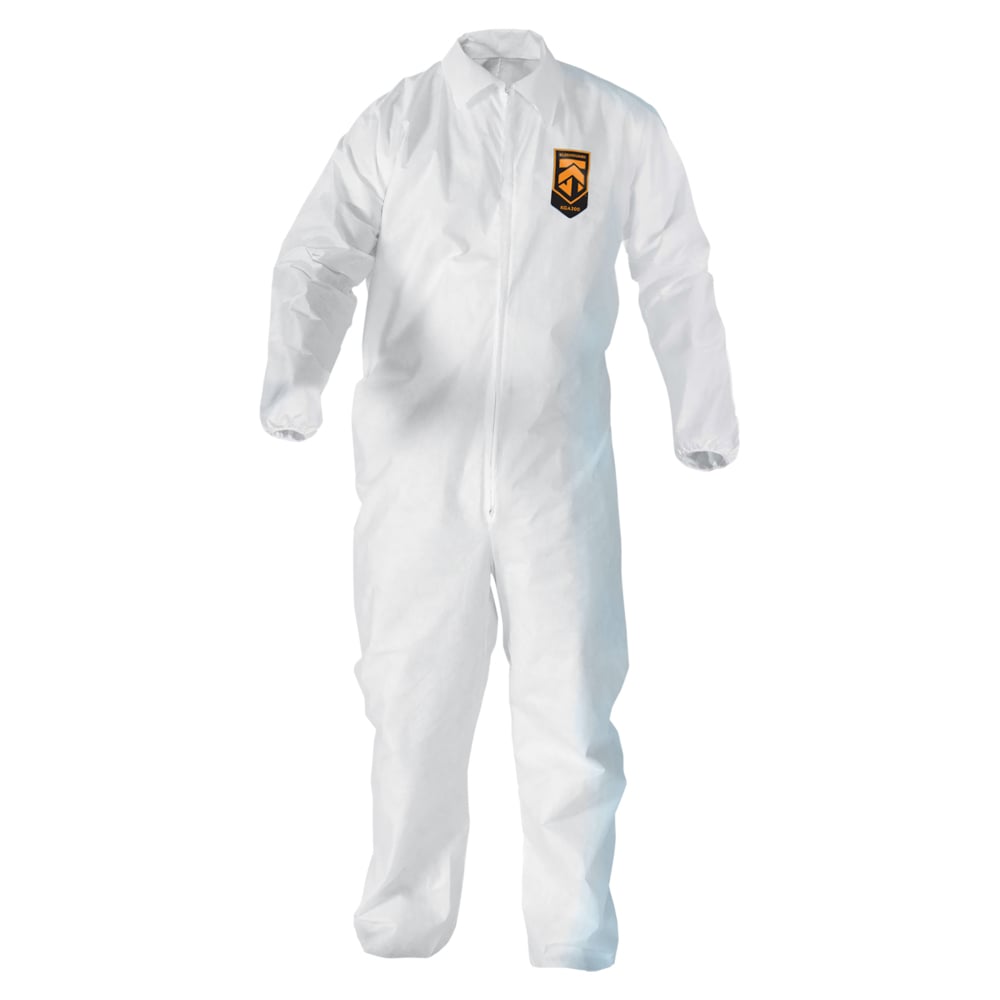 KleenGuard™ KGA300 Liquid & Particle Surface Prep & Paint Protection Coveralls (41498), Zipper Front, Elastic Wrists & Ankles, White, Reflex Design, 5XL/6XL (Qty 25) - 41498