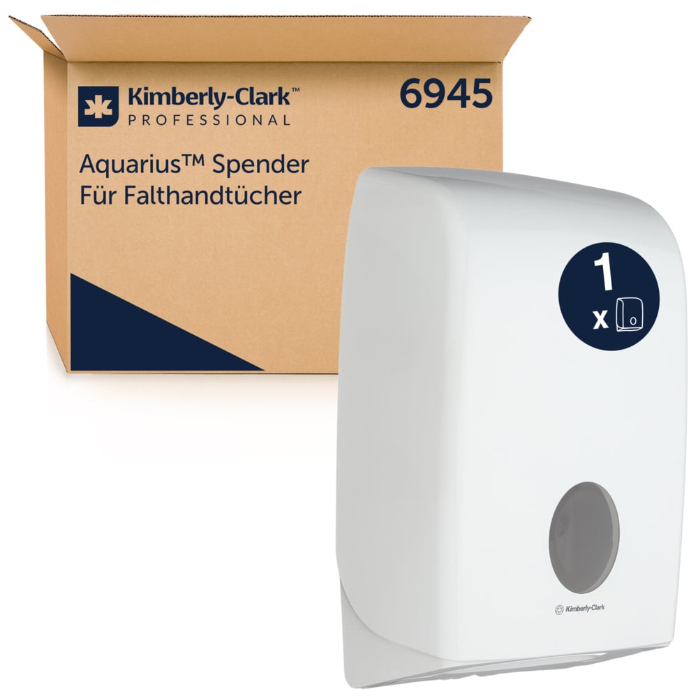 Dispensador secamanos plegados Aquarius™ 6945 - 1 dispensador de papel secamanos blanco - 6945