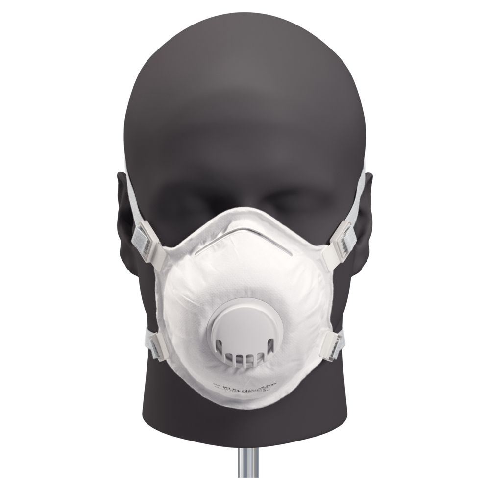 Respirateurs à filtre de particules R95 KleenGuard™ de la série 3800 (55930), RA3825V style coquille moulée, approuvé par le NIOSH, soupape d’expiration, standard, blanc (10 respirateurs/boîte, 8 boîtes/caisse, 80 respirateurs/caisse) - 55930