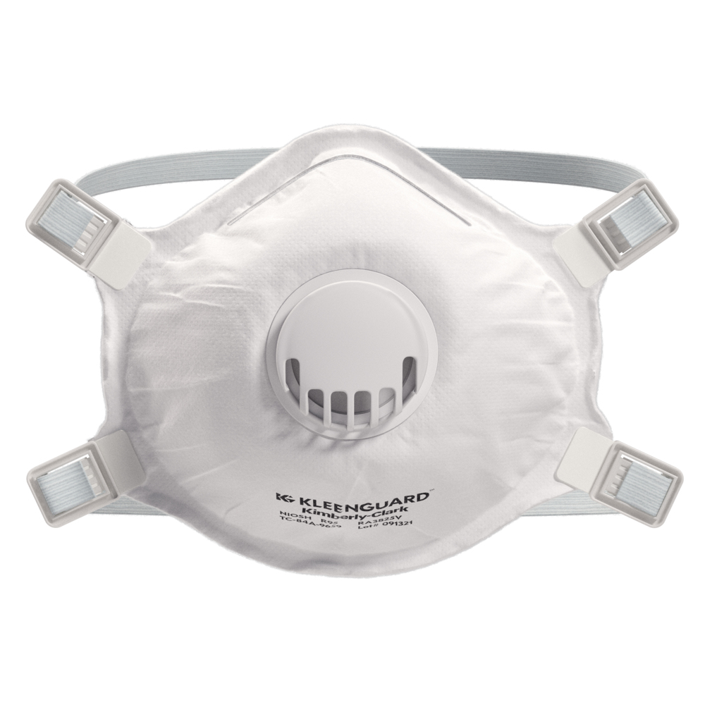 Respirateurs à filtre de particules R95 KleenGuard™ de la série 3800 (55930), RA3825V style coquille moulée, approuvé par le NIOSH, soupape d’expiration, standard, blanc (10 respirateurs/boîte, 8 boîtes/caisse, 80 respirateurs/caisse) - 55930