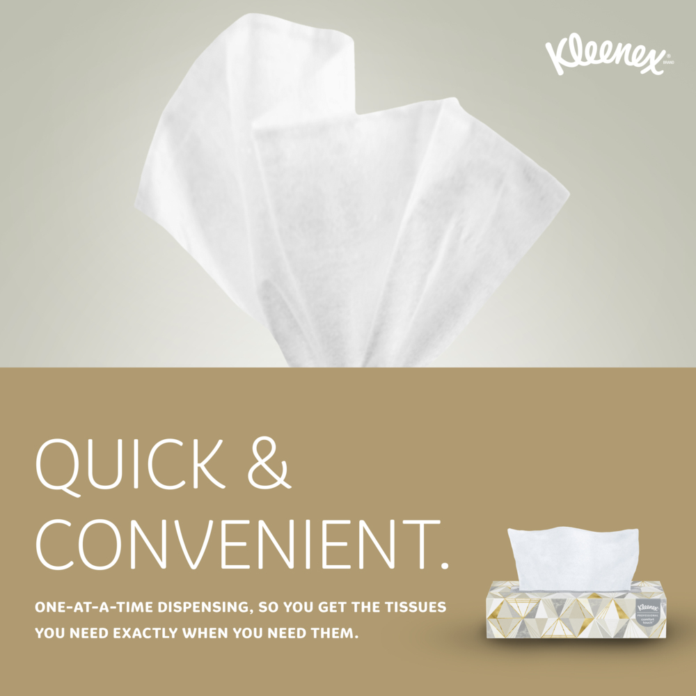 Kleenex® Professional Facial Tissue (21606), 2-Ply, White, Flat Facial Tissue Boxes for Business (125 Tissues/Box, 48 Boxes/Case, 6,000 Tissues/Case) - 21606