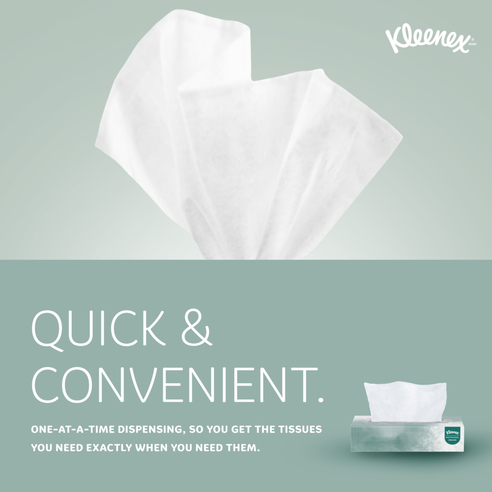 Kleenex® Professional Naturals Facial Tissue (21601), 2-Ply, White, Flat Facial Tissue Boxes for Business (125 Tissues/Box, 48 Boxes/Case, 6,000 Tissues/Case) - 21601