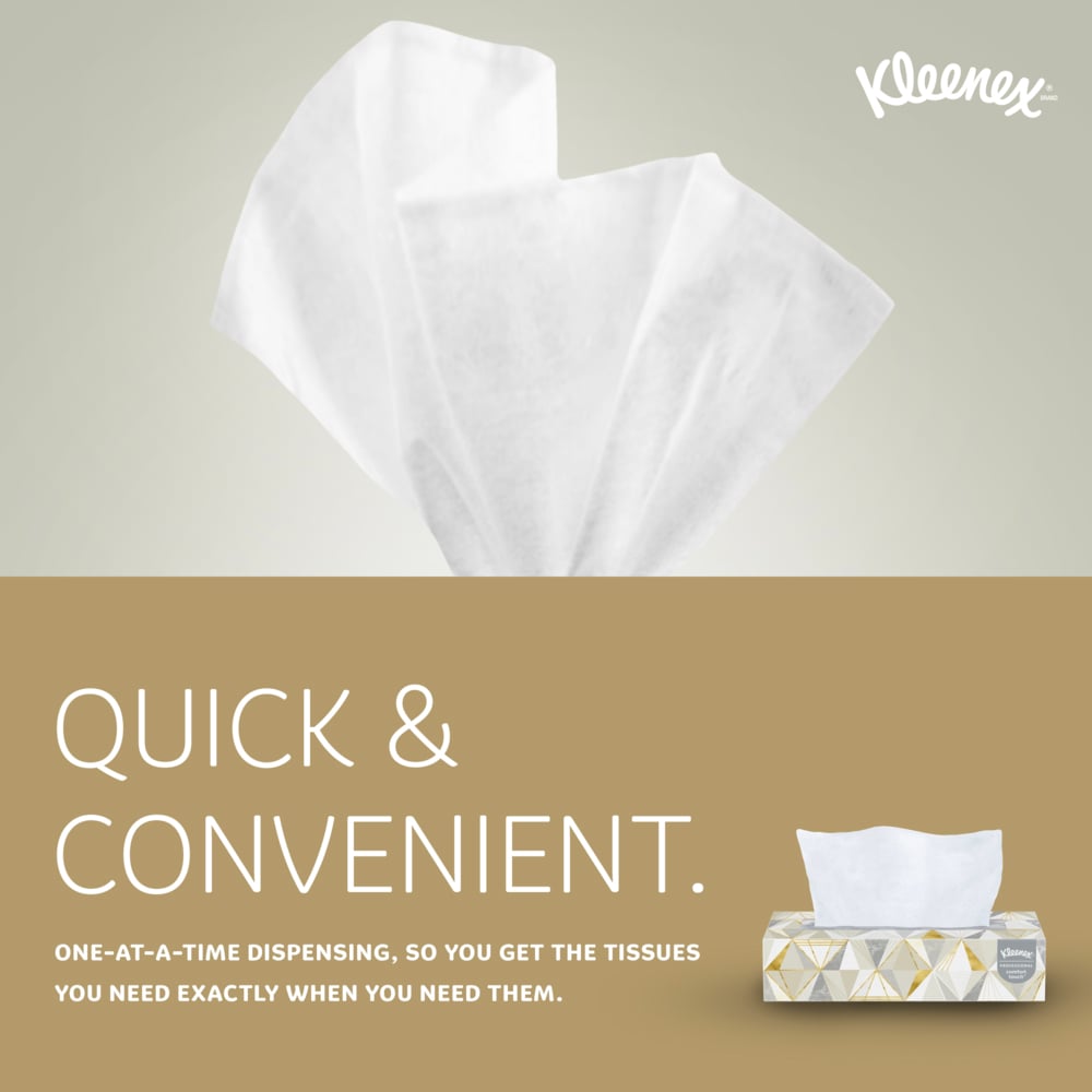 Kleenex® Professional Facial Tissue (03076), 2-Ply, White, Flat Facial Tissue Boxes for Business, Convenience Case (125 Tissues/Box, 12 Boxes/Case, 1,500 Tissues/Case) - 03076