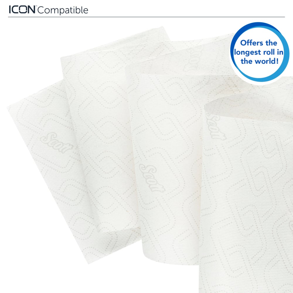 Rouleaux d'essuie-mains Scott® Essential™ 6638 - Rouleaux d'essuie-mains en papier E-Roll grand format - 6 x rouleaux de 380 m d'essuie-mains en papier blanc (2 280 m au total) - 6638