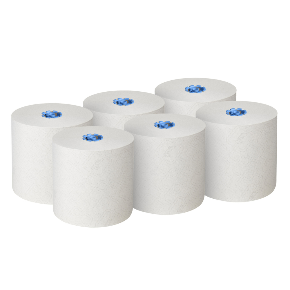 Scott® Essential™ Rolled Hand Towels 6638 - E-Roll Large Paper Towel Roll - 6 x 380m White Paper Towel Rolls (2,280m total) - 6638