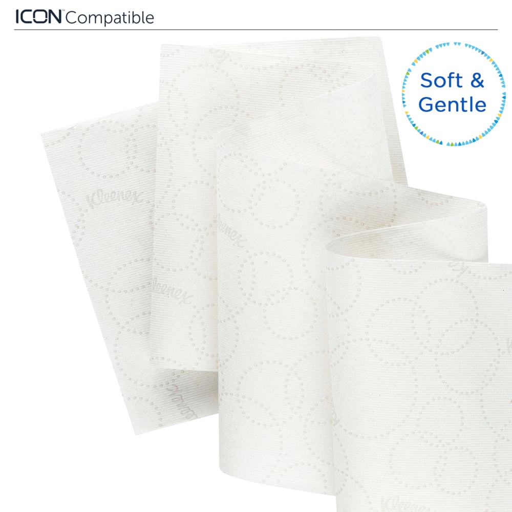 Rouleaux d'essuie-mains Kleenex® 6646 - rouleaux d'essuie-mains en papier E-Roll grand format - 6 x rouleaux de 250 m d'essuie-mains en papier blanc (1 500 m au total) - 6646