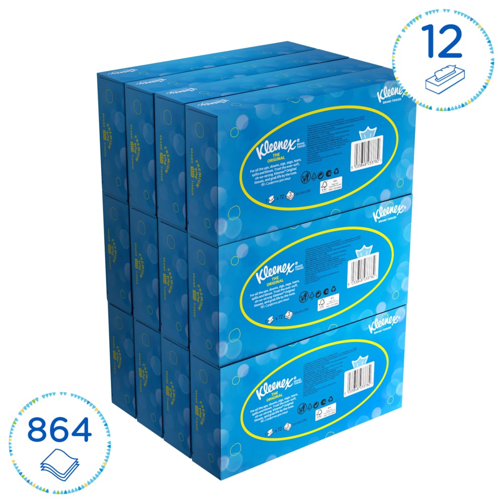 Салфетки для лица Kleenex®, код 8824, белые, трехслойные, 12 x 72 (итого 864 листа) - 8824