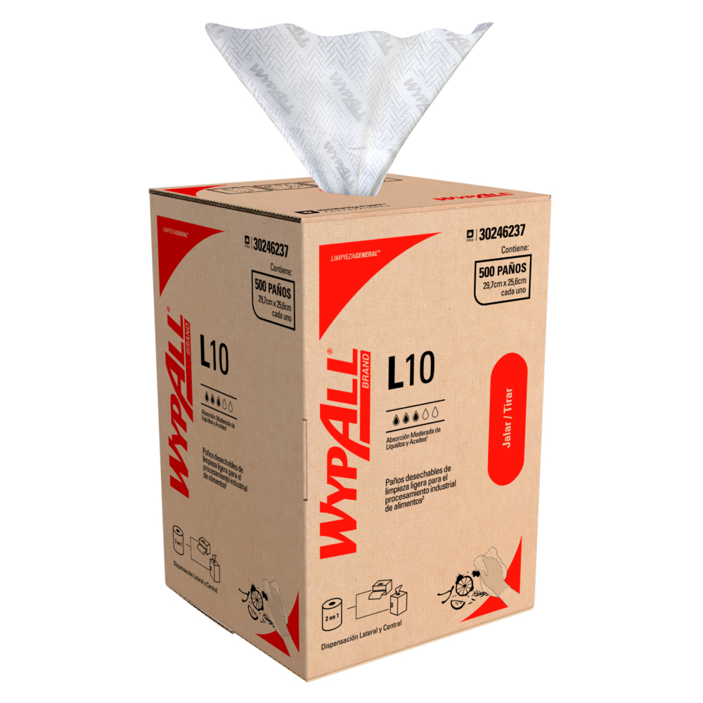 WypAll® Paños de limpieza L10 Rollo Regular 30246237, Paños de Limpieza, 6 unidades x 500 paños cada una (3000 paños en total) - S064078371