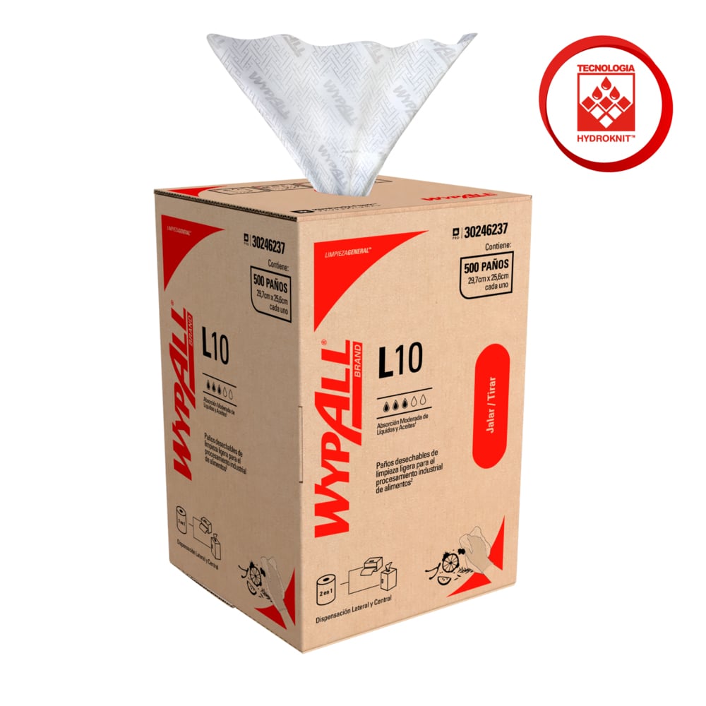 WypAll® Paños de limpieza L10 Rollo Regular 30246237, Paños de Limpieza, 6 unidades x 500 paños cada una (3000 paños en total) - S064078371