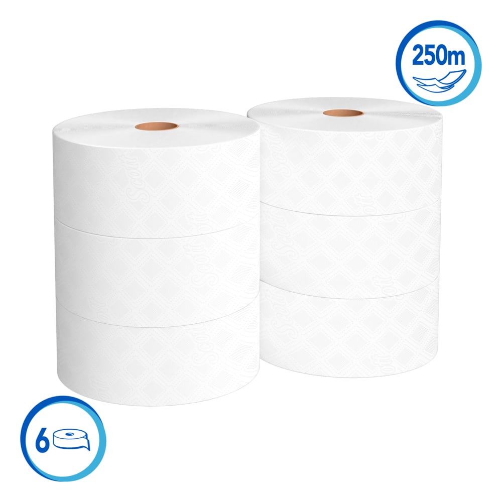 Scott® Essential Papel Higiénico en Rollo 30225139 - Hoja Doble - 250m/Rollo, 6 Rollos/Caja (1500m) - S055343232