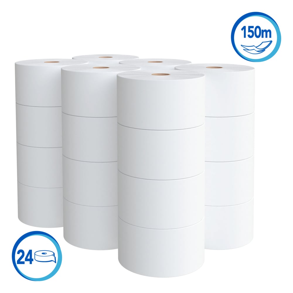 Scott® Essential Papel Higiénico en Rollo 30213440 - Hoja Doble - 150m/Rollo, 24 Rollos/Caja (3600m) - S058706574