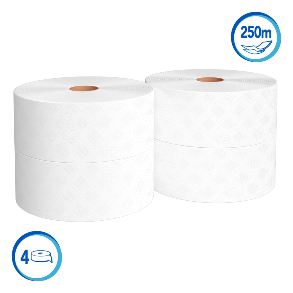 Scott® Essential Papel Higiénico en Rollo 30224083 - Hoja Doble - 250m/Rollo, 4 Rollos/Caja (1000m) - S050068299