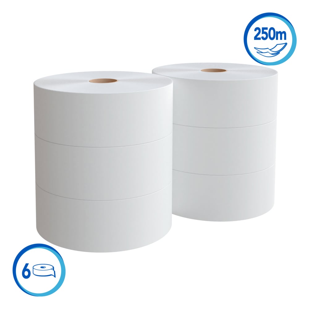 Scott® Essential Papel Higiénico en Rollo 30241188 - Hoja Doble - 250m/Rollo, 6 Rollos/Caja (1500m) - S055343232