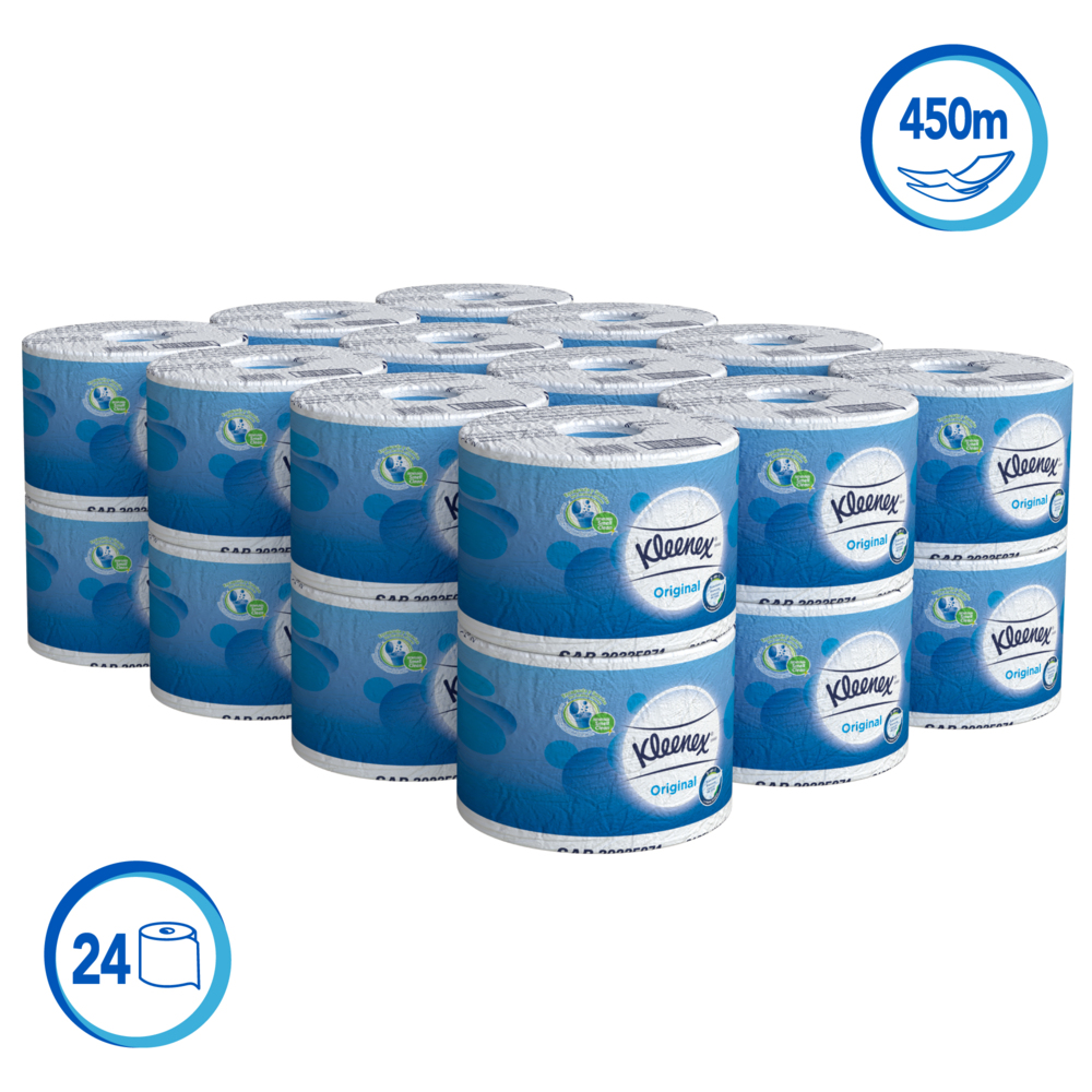 Kleenex® Papel Higiénico en Rollo 30225871 - Hoja Doble, 450m/Rollo, 1 Rollo/Caja (450 hojas) - S056836207