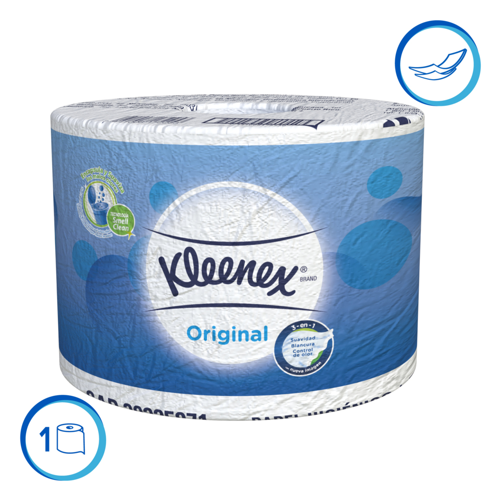 Kleenex® Papel Higiénico en Rollo 30225871 - Hoja Doble, 450m/Rollo, 1 Rollo/Caja (450 hojas) - S056836207