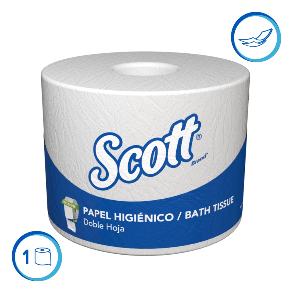 Scott® Basic Papel Higiénico en Rollo 30243341 - Hoja Doble - 25m/Rollo, 30 Rollos/Bolsa - S061682424